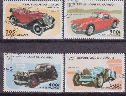 4 BEAUTIFUL THEMATIC STAMPS - VINTAGE CARS - CONGO