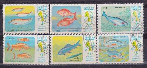 6 BEAUTIFUL THEMATIC STAMPS - FISH - LAOS