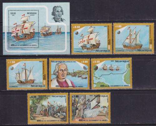NICARAGUA STAMPS and MINISHEET - 1982 The 490th Anniversary of Discovery of America - MNH