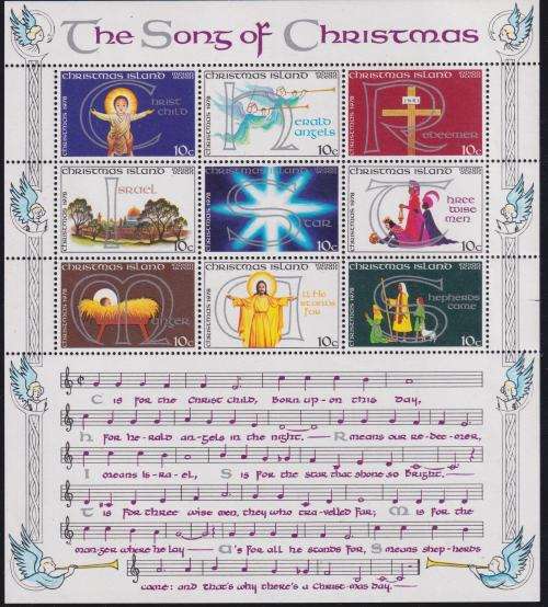 BEAUTIFUL THEMATIC MINISHEET - SONG OF CHRISTMAS - CHRISTMAS ISLAND - MNH