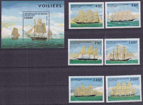 6 BEAUTIFUL THEMATIC STAMPS & MINISHEET - SAILING SHIPS - BENIN MNH
