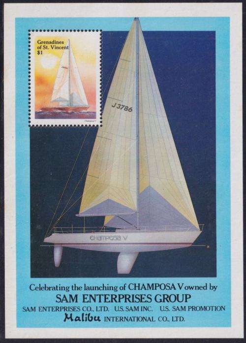 BEAUTIFUL THEMATIC MINISHEET - SAILBOAT - GRENADINES OF ST.VINCENT MNH
