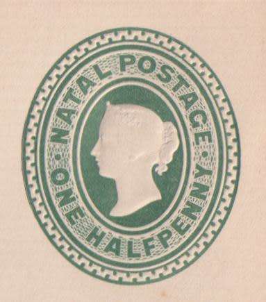 SALE !!! NATAL  POSTAL STATIONARY - EMBOSSED ENVELOPE WITH QUEEN VICTORIA - ONE HALF PENNY