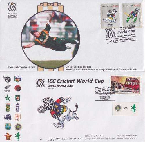 2 X SOUTH AFRICA LIMITED COVERS - 2003 - ICC CRICKET WORLD CUP
