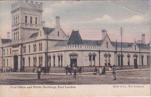 POSTCARD EARLY 1900 - POST OFFICE AND PUBLIC BUILDINGS, EAST LONDON POSTCARD 1912