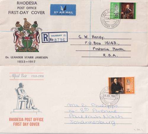 STARTING AT R10!! - 2 X RHODESIA FDC`S