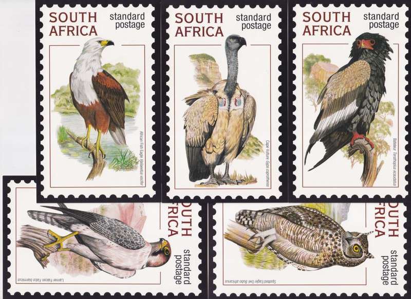 ONLY R10! - S.A. 5 PREPRINTED POSTCARDS - BIRDS OF PREY