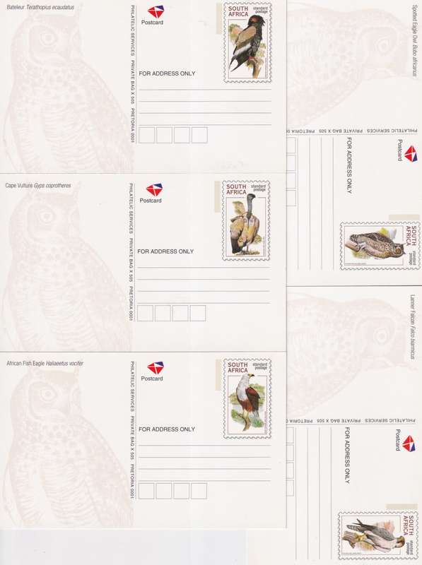 ONLY R10! - S.A. 5 PREPRINTED POSTCARDS - BIRDS OF PREY