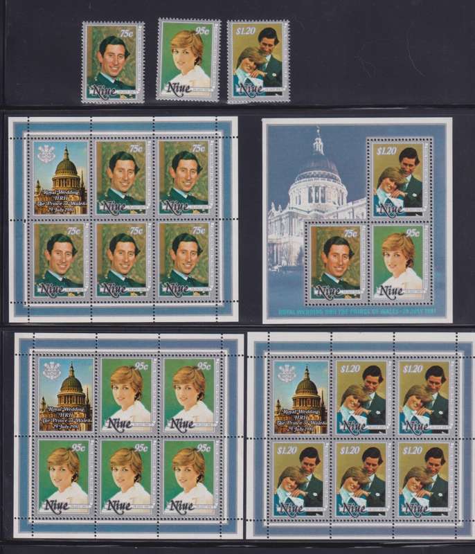 LARGE COMMONWEALTH COLLECTION - 1981 Royal Wedding - Charles & Diana  19 MINISHEETS & 50 STAMPS MNH