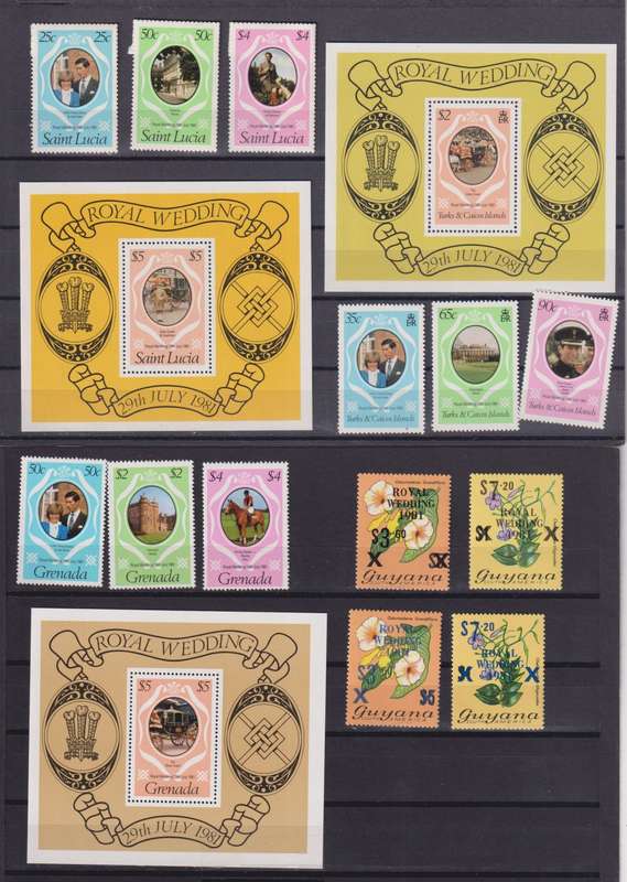 LARGE COMMONWEALTH COLLECTION - 1981 Royal Wedding - Charles & Diana  19 MINISHEETS & 50 STAMPS MNH