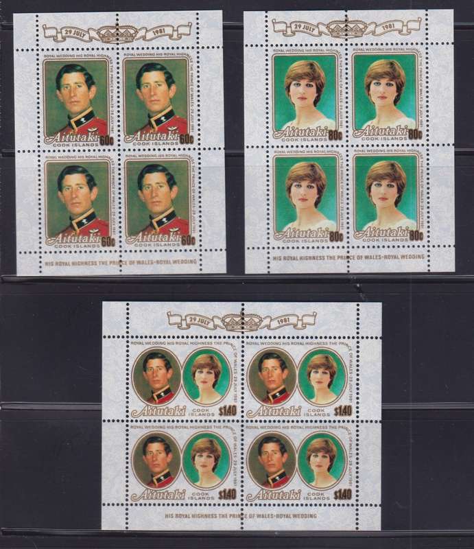 LARGE COMMONWEALTH COLLECTION - 1981 Royal Wedding - Charles & Diana  19 MINISHEETS & 50 STAMPS MNH