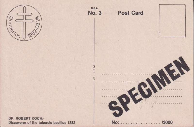 SOUTH AFRICA POSTCARD/MAXICARD - 1982 DR.ROBERT KOCH - SPECIMEN