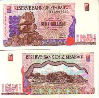 ZIMBABWE 5 DOLLARS 1997 P 5 UNC