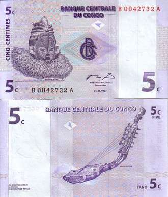 CONGO DEMOCRATIC REPUBLIC- 5 CENTIMES P 81 UNC