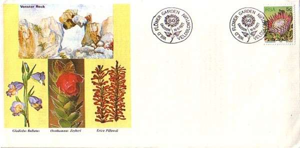 SOUTH AFRICA COMMEMORATIVE COVER - 1977 - CALEDON - WILD FLOWER GARDEN
