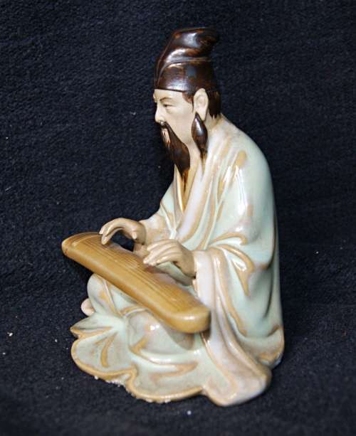 *REDUCED* Vintage Shiwan Mudman Seated Musician Figurine
