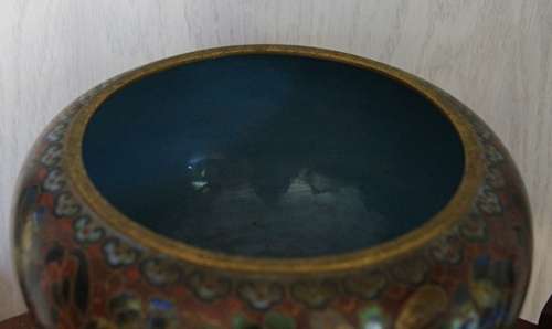 *REDUCED* Vintage Chinese Cloisonne Floral Bowl on Stand