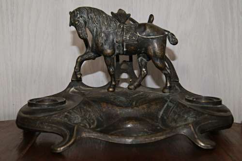 *REDUCED* Vintage Art Nouveau Style Horse Inkwell