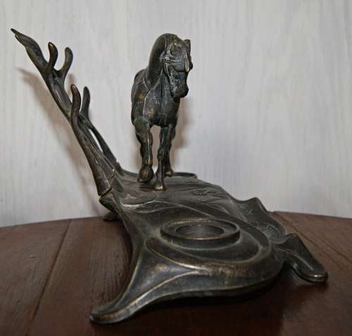 *REDUCED* Vintage Art Nouveau Style Horse Inkwell