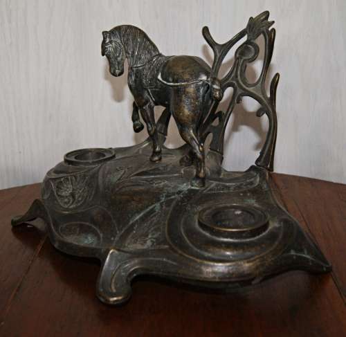*REDUCED* Vintage Art Nouveau Style Horse Inkwell
