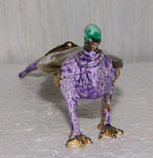 *REDUCED* Portuguese Brass Crystal and Enamel Peacock