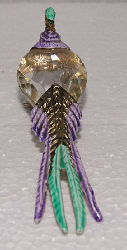 *REDUCED* Portuguese Brass Crystal and Enamel Peacock