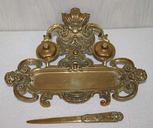 *REDUCED* Brass Inkwell and Desk Organiser