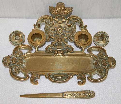 *REDUCED* Brass Inkwell and Desk Organiser