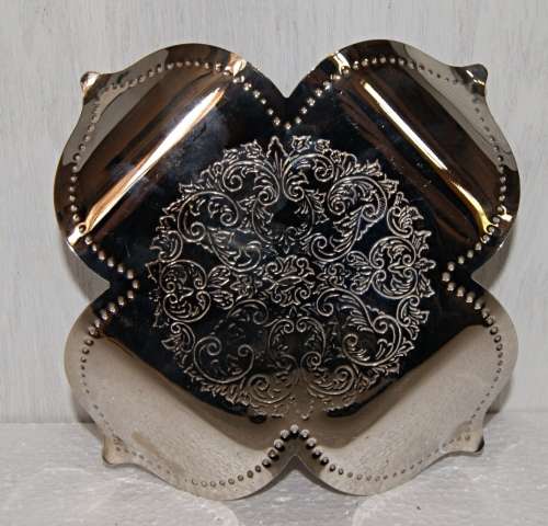 *REDUCED* Pierced and Etched Metal and Red Glass Bowl