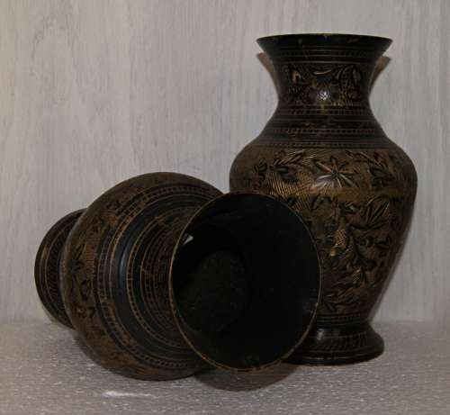 Pair of Etched Brass Vases !!REDUCED!!