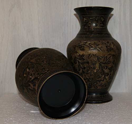 Pair of Etched Brass Vases !!REDUCED!!