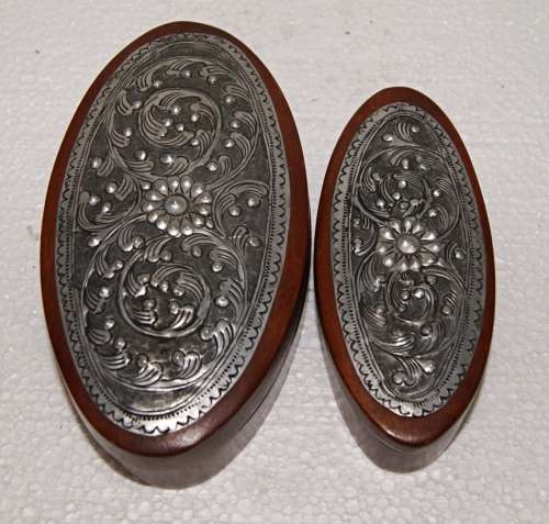 *REDUCED* Nest of Boxes with Hand Etched Metal Top