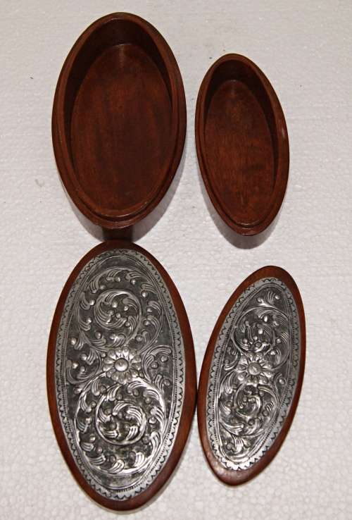 *REDUCED* Nest of Boxes with Hand Etched Metal Top