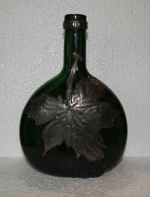 *REDUCED* Pewter on Glass Wine Bottle