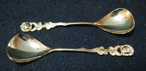 *REDUCED* 2x Braber Gold Plated Sugar Spoons