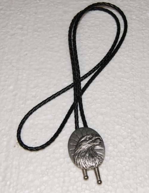 Bergamot Brass Works American Bald Eagle Leather and Metal Bolo Tie @@@ CCCRRRAAAZZZYYY R1 START!!!