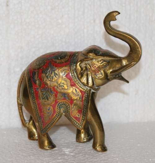 Vintage Brass and Enamel Elephant @@@ CCCRRRAAAZZZYYY R1 START!!!