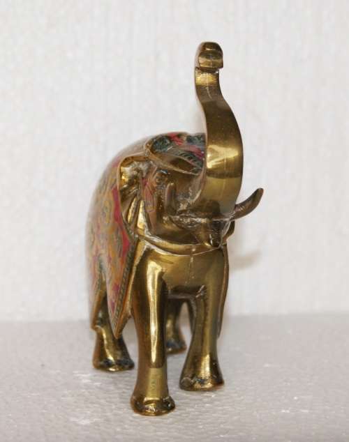 Vintage Brass and Enamel Elephant @@@ CCCRRRAAAZZZYYY R1 START!!!
