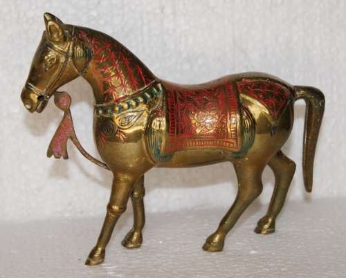 Vintage Brass and Enamel Horse @@@ CCCRRRAAAZZZYYY R1 START!!!