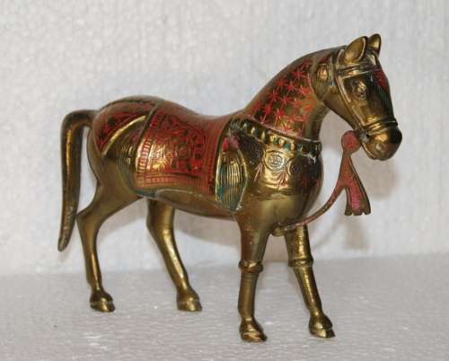 Vintage Brass and Enamel Horse @@@ CCCRRRAAAZZZYYY R1 START!!!