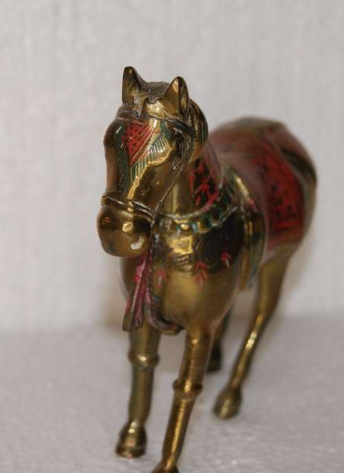 Vintage Brass and Enamel Horse @@@ CCCRRRAAAZZZYYY R1 START!!!