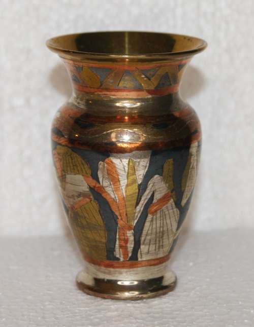 Vintage Egyptian Tri-Coloured Etched Metal Vase @@@ CCCRRRAAAZZZYYY R1 START!!!