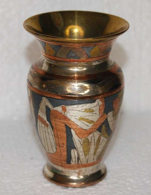 Vintage Egyptian Tri-Coloured Etched Metal Vase @@@ CCCRRRAAAZZZYYY R1 START!!!