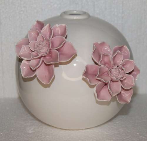 Spherical Ceramic Vase *REDUCED* (Flea Bites to Petals)
