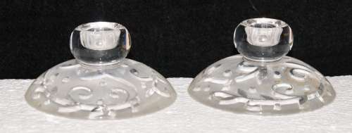 Pair of Glass Candle Holders *REDUCED* (Chipped)