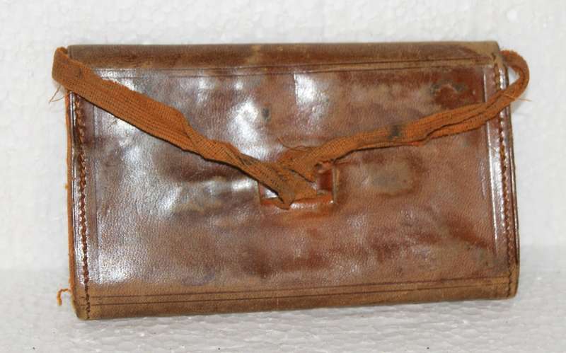 Antique Leather Wallet with Royal Coat of Arms Embossed with Original Invoices @ CRAZY R1 START!!!