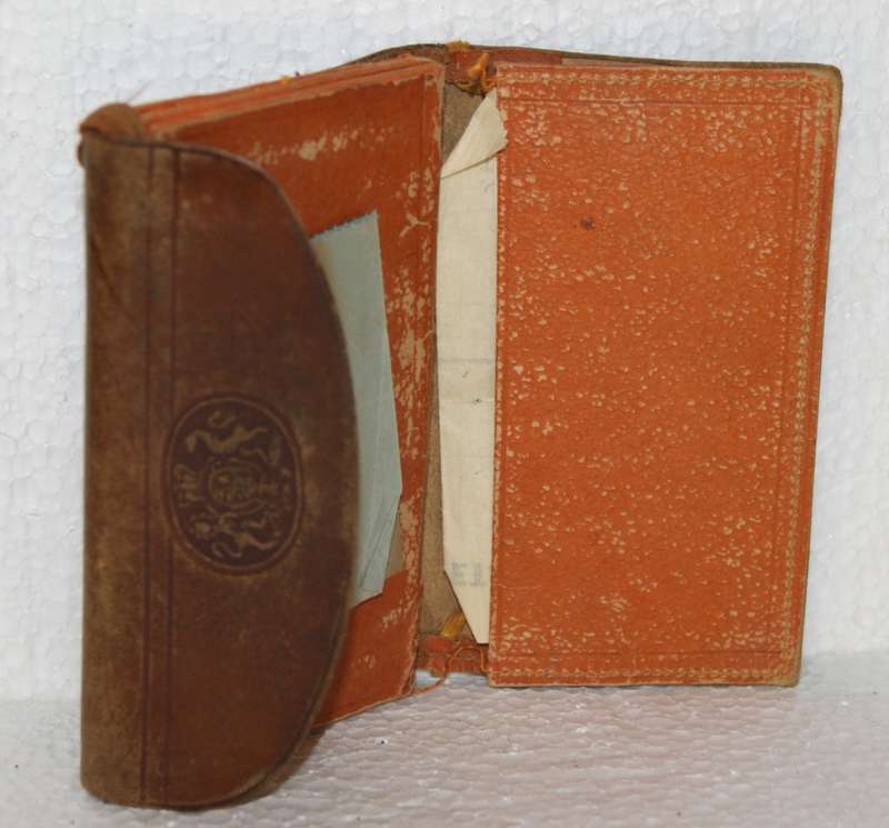 Antique Leather Wallet with Royal Coat of Arms Embossed with Original Invoices @ CRAZY R1 START!!!
