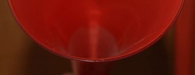 Pair of Red Glass Champagne Flutes