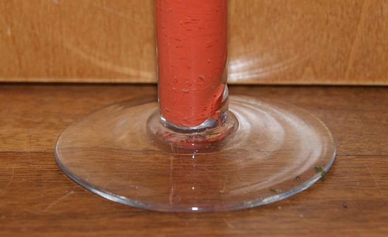Pair of Red Glass Champagne Flutes