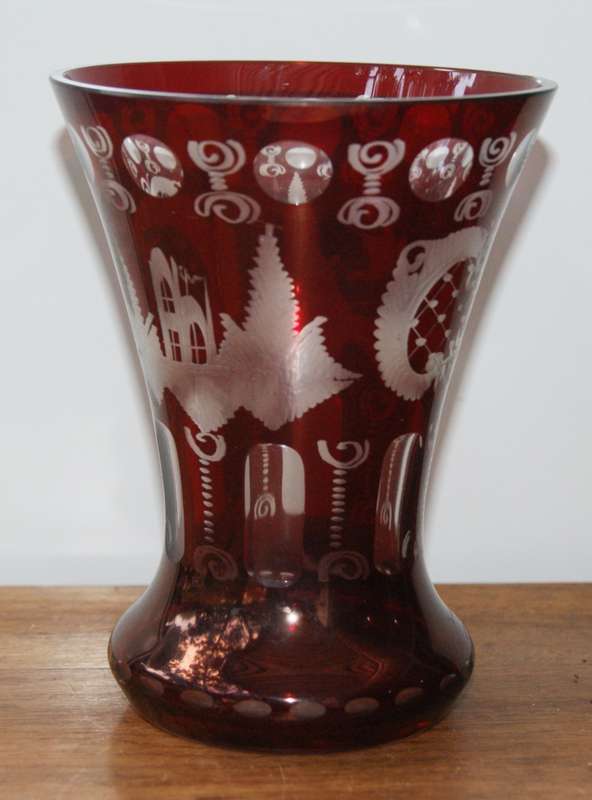 Hand Cut Egermann Exbor Vase
